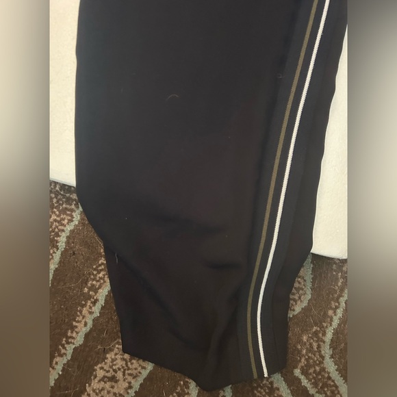 Zara black short sleeve jumpsuit white olive stripe - Picture 7 of 11